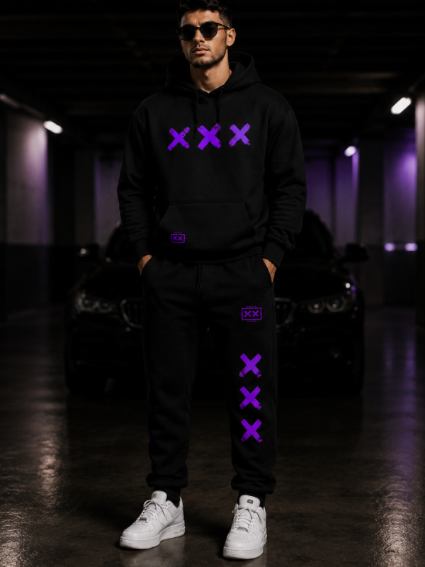 Conjunto moletom Preto Cheese purple