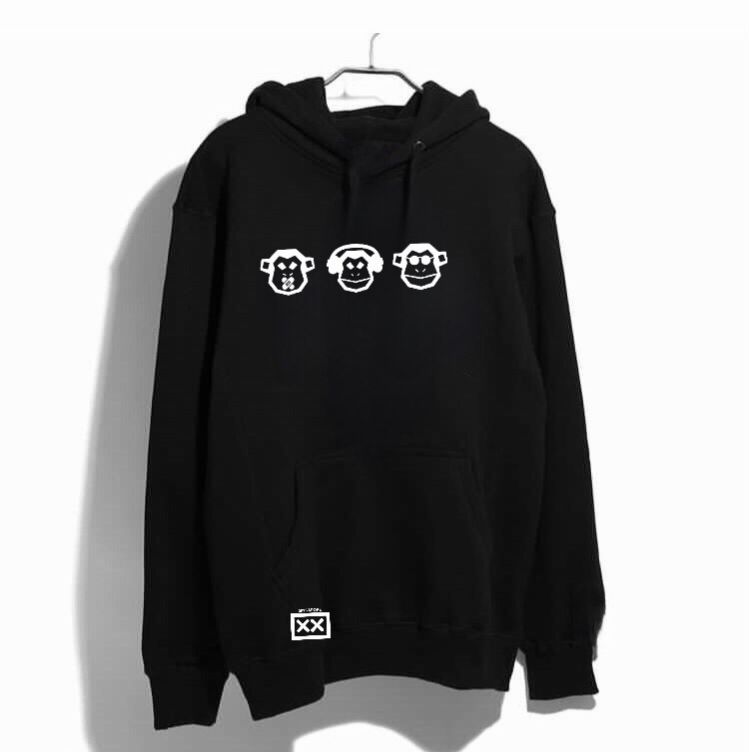 Conjunto moletom preto Monkeys full White capa
