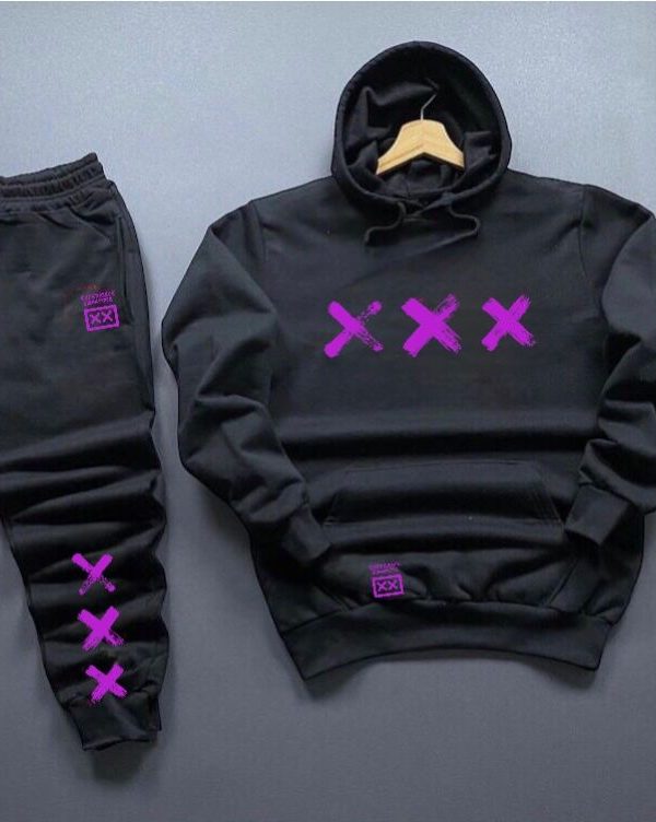 Conjunto moletom Preto Cheese purple
