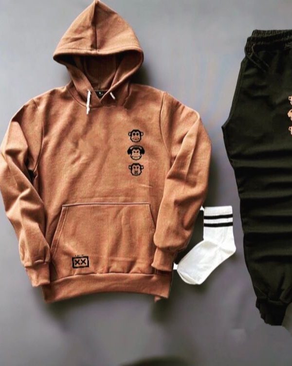 Conjunto moletom marrom monkeys capa