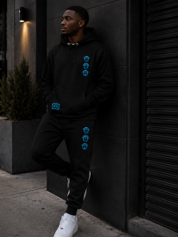 Conjunto moletom Preto Monkeys Blue
