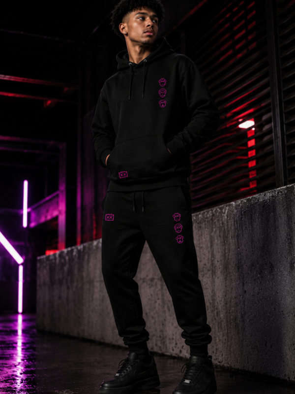 Conjunto moletom Preto Monkeys Purple