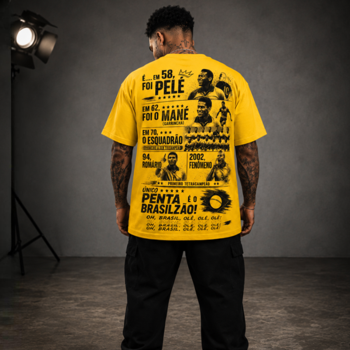 Camiseta Oversized Pentacampeão amarela