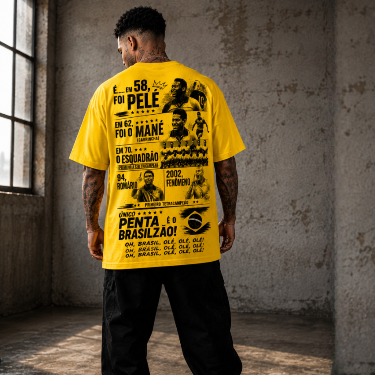 Camiseta Oversized Pentacampeão amarela - Imagem 3